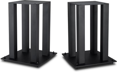 Paire de pieds d’enceinte Mofi Electronics SourcePoint 10 noirs à colonnes, vue de trois quarts