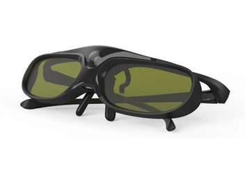 Sorte XGIMI aktive 3D-briller med grøntonede glas, set i trekvartperspektiv