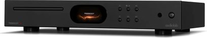 Reproductor de CD de alta fidelidad Audiolab 7000CDT negro con panel frontal rectangular, pantalla central, ranura para CD y botones circulares