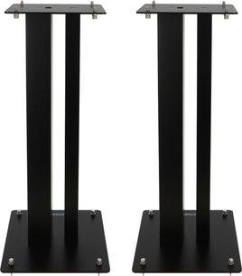 Enova HIFI MAJESTY 60 BL, černý provedení, dva obdélníkové stojany reproduktorů, pohled zepředu, čtvercové horní a dolní desky