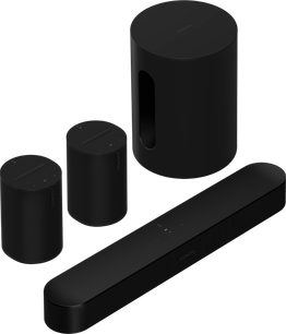Sonos soundbar-pakke Beam (Gen 2), 2 Era 100 højttalere, Sub mini subwoofer, sorte, matte, teksturerede