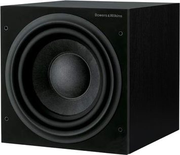 Bowers & Wilkins ASW610XP sort subwoofer, frontvisning, cylindrisk form, sort centralt højttalerelement