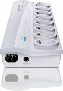 Oehlbach Power Socket 905 bílá 17021, 8 zásuvek, vypínač on/off, pohled zepředu a shora
