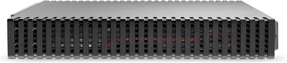 Zesilovač Naim Audio CI-NAP 101 černý, pohled zepředu, 24 červených LED diod rozsvícených na předním panelu
