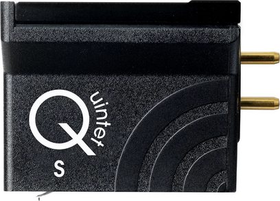 Ortofon MC Quintet black S černá gramofonová přenoska, pohled zepředu a z boku, bílé logo, pozlacené konektory
