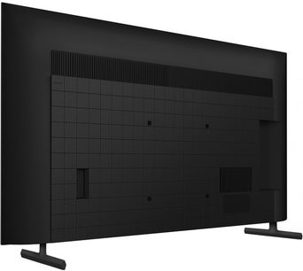 Sony KD55X80L, set bagfra, sort tekstureret overflade, T-formede fødder, horisontale ventilationsgitre, tynde kanter