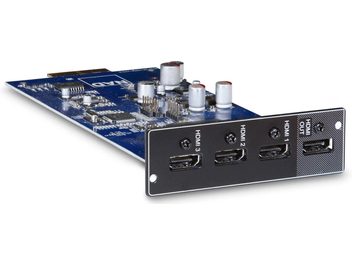 Κάρτα επέκτασης NAD MDC DD HDMI-2 με 3 θύρες HDMI, μπλε τυπωμένο κύκλωμα και ασημένια ηλεκτρονικά εξαρτήματα