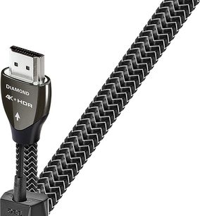 HDMI-kabel Audioquest Diamond 0,6 m sort med metalstik og karbonfiberflettede kappe set forfra