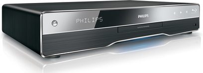 Philips BDP9500 sort Blu-ray-afspiller, set forfra, "PHILIPS" vist på frontpanelet, kontrolknapper