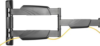 Väggfäste för TV i mattsvart metall, teleskoparm med 3 segment, 180° horisontell rotation, framifrån sett