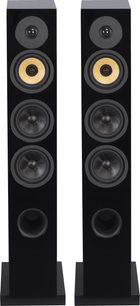 Davis Acoustics Courbet nr. 5 gulvhøjttalere i mat sort med 4 cirkulære højttalerenheder og en basport på hver enhed