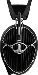 Cuffie hi-fi Meze Audio nere viste di lato con griglia ovale scanalata e archetto traforato