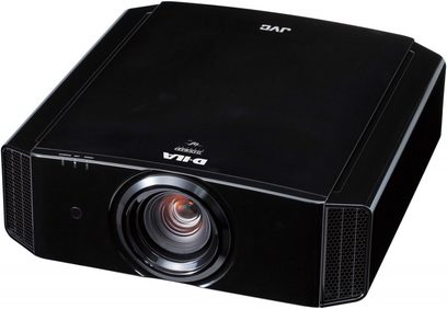 JVC DLA-X700RBE sort videoprojektor, rektangulært kabinet, stor linse, ventilationsgitter, LED, porte