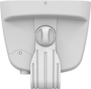 Altavoz de exterior Klipsch PSM-800-SW blanco visto desde atrás con soporte de fijación mural integrado