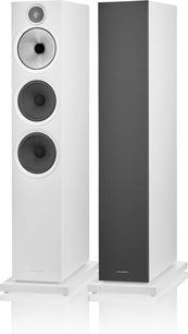 Due diffusori da pavimento bianchi Bowers & Wilkins 603 S3, visti frontalmente, su sfondo bianco