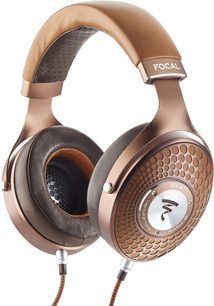 Focal Stellia lukket hodetelefon, omkringørende, kobber- og brunfinish, lærputer, perforert grill, sølvfarget logo