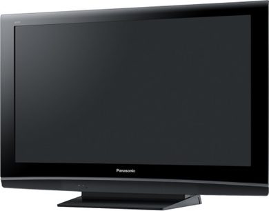 Panasonic TH-46PZH8FV højdefinitions-fladskærms-TV, rektangulær sort skærm, set forfra