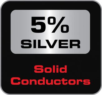 Etichetta argentata "5% SILVER" su sfondo nero che indica un cavo HDMI Audioquest modello "HDMI Carbon 48Gbps 1m", vista frontale