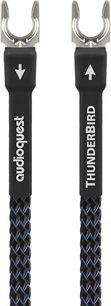 Cable phono ThunderBird GroundGoody 2m, funda trenzada negra y azul, conectores de metal plateado, terminaciones en horquilla, vista frontal