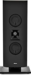Kompakt Klipsch Gallery G-16 sort højttaler, set forfra, med to runde højttalere og en central diskant