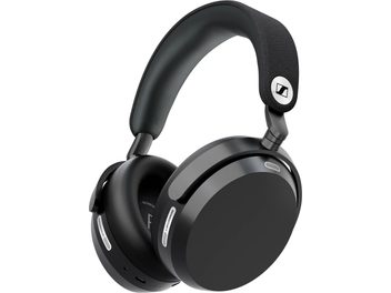 Sennheiser Momentum 5 hi-fi-hoofdtelefoon zwart in driekwartaanzicht met gevoerde hoofdband en brede ronde oorschelpen