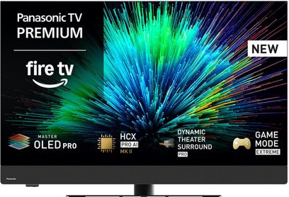 Panasonic TV-42Z90B television in black, slim metal frame with a full-width fabric soundbar beneath the screen and central stand, front view