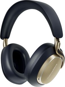 Hi-fi-hovedtelefoner Bowers & Wilkins Px8 S2 natblå, hovedbøjle og ørepuder mørkeblå, ovale guldfarvede ørekopper
