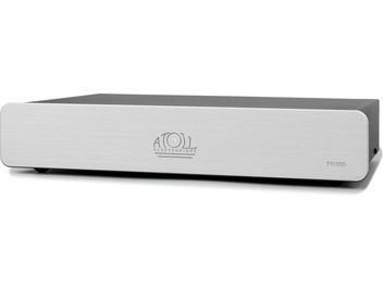 Atoll PH100 Phono-Vorverstärker in Silber, rechteckiges Gehäuse aus gebürstetem Metall, minimalistische Vorderseite, Frontansicht