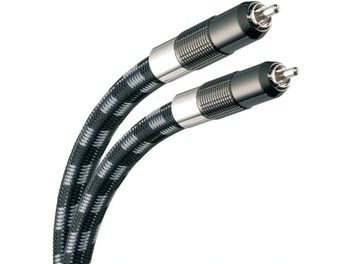 To 0,75 m Real Cable CA Reflex RCA-lydkabler med sort flettet kappe og sølvbelagte RCA-stik