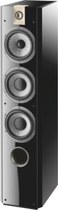Focal Chorus C8 VW sort højglans lak, gulvhøjttaler, frontvisning, 3 runde højttalere, diskant, blank sort front