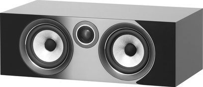 Bowers & Wilkins HTM72 S2 sort lakeret centerhøjttaler, 3 sølvfarvede højttalerenheder, set forfra