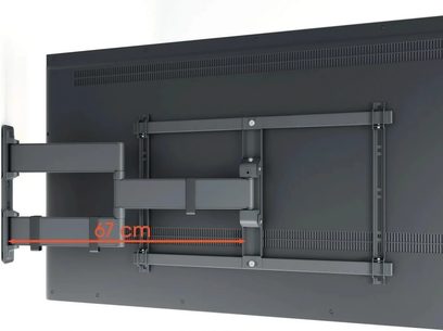 Vogel's TVM 3845 väggfäste för TV i mörkgrått, ledade armar utdragna till 67 cm, TV:n sedd bakifrån