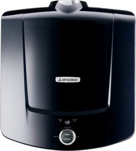 Mitsubishi HC9000DA sort videoprojektor, set forfra, cylindrisk form, centralt objektiv, knapper på toppen