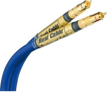 RCA-lydkabel Real Cable Topaze master, blå og grå ledere, guldbelagte stik, gennemsigtig kappe