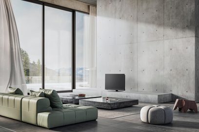 Panasonic TV-42Z90BE6 high-definition television, black, slim plastic frame and central metal stand, flat rectangular screen viewed from the front