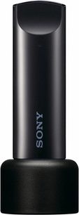 Trådløs USB-dongle fra Sony UWA-BR100AEP, set forfra, cylindrisk sort form med hvidt Sony-logo