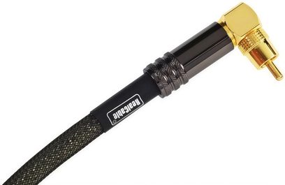 Kabel Y-SUB1801 5M Real Cable czarny z pozłacanymi wtykami RCA na jednym końcu i czarnym wtykiem RCA na drugim końcu