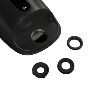 Bilancia per giradischi HumminGuru S-DUO Pro nera vista dall'alto con apertura circolare e tre anelli