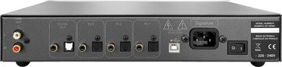 Atoll Electronique DAC100 Signature černý, zadní pohled, digitální a analogové audio konektory