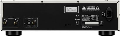Denon DCD-1510AE sort CD-afspiller, bagside, analog og digital lydtilslutning, kontakt, strømstik