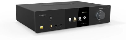 Zidoo Neo Alpha multimedie-afspiller, set forfra, sort front med knapper og porte, aflang rektangulær form