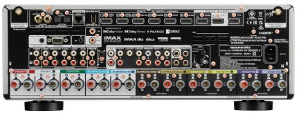 Marantz Cinema 50 hjemmebiografforstærker, bagside med højttalerterminaler og HDMI-tilslutninger