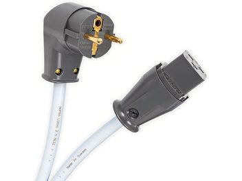 Supra LORAD 2.5 CS-16-EU netkabel, vinkelret Schuko-stik i antracitgrå og IEC-stik, forgyldte ben