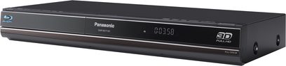 Panasonic DMP-BDT100 4K Blu-ray-afspiller, skinnende sort kabinet, front med display, knapper, logoer
