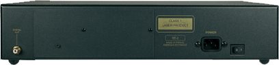 Odtwarzacz CD Atoll Electronique DR100SE2 w kolorze srebrnym, widok od tyłu, złącza audio analogowe i cyfrowe, przełącznik, gniazdo zasilania