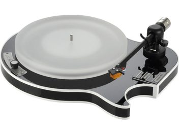 Giradischi Clearaudio Celebrity Al Di Meola Edizione nera a forma di chitarra, piatto satinato, braccio dritto