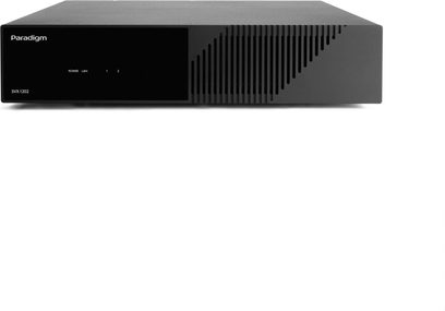 Højttalerforstærker SVX-1202 med høj lydkvalitet, sort rektangulært kabinet, glat front med logo, lodrette gitre til højre