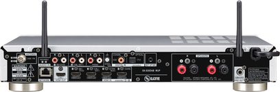 Pioneer SX-S30DAB sort hi-fi stereforstærker, set forfra, bagpanel med lyd-ind/udgange og antenner