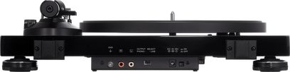 Audio Technica AT-LPW50PB sort pladespiller, set forfra, med tonarm og drejeskive