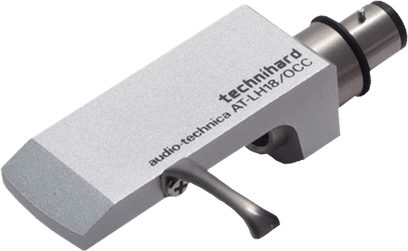 Audio Technica AT-LH18/OCC pladespillerheadshell i børstet sølv med ergonomisk løftearm set skråt fra